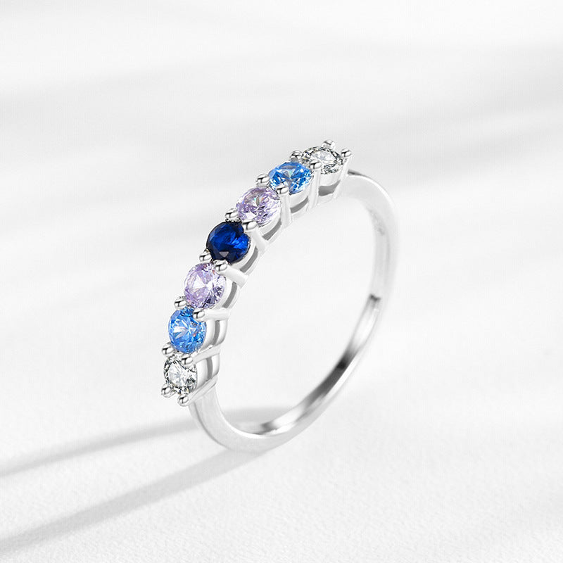 Round Cut Multi-color Sterling Silver Band Carly Jewelry