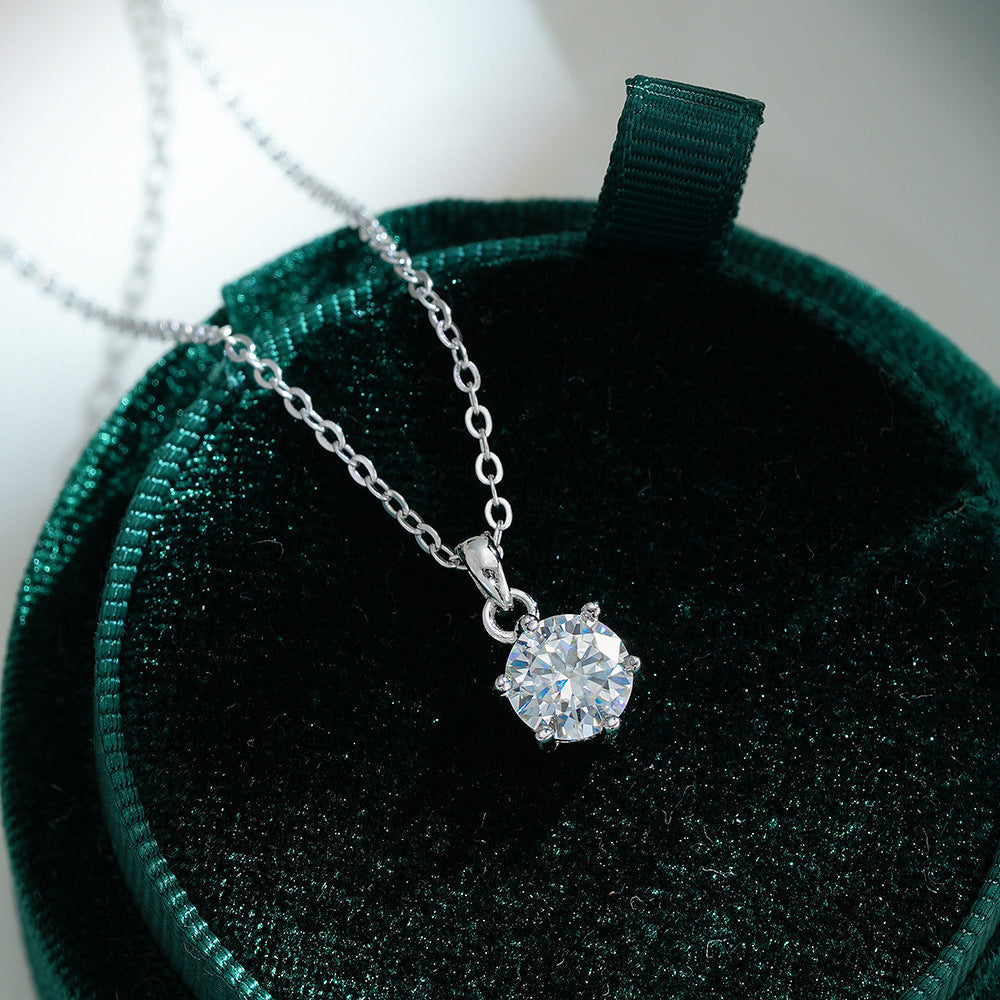 Timeless Deesign 6 Prong Moissanite Necklace Shine of Diamond