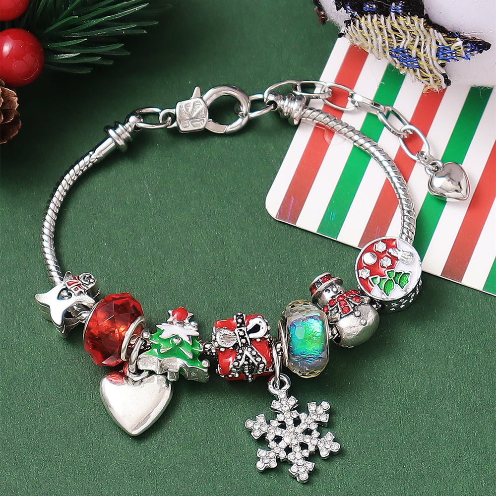 Christmas Tree Snowman Beaded Bracelet Shine of Diamond