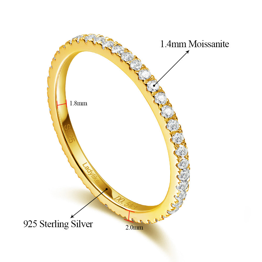 Simple D Color Moissanite Paved Ring Band Carly Jewelry
