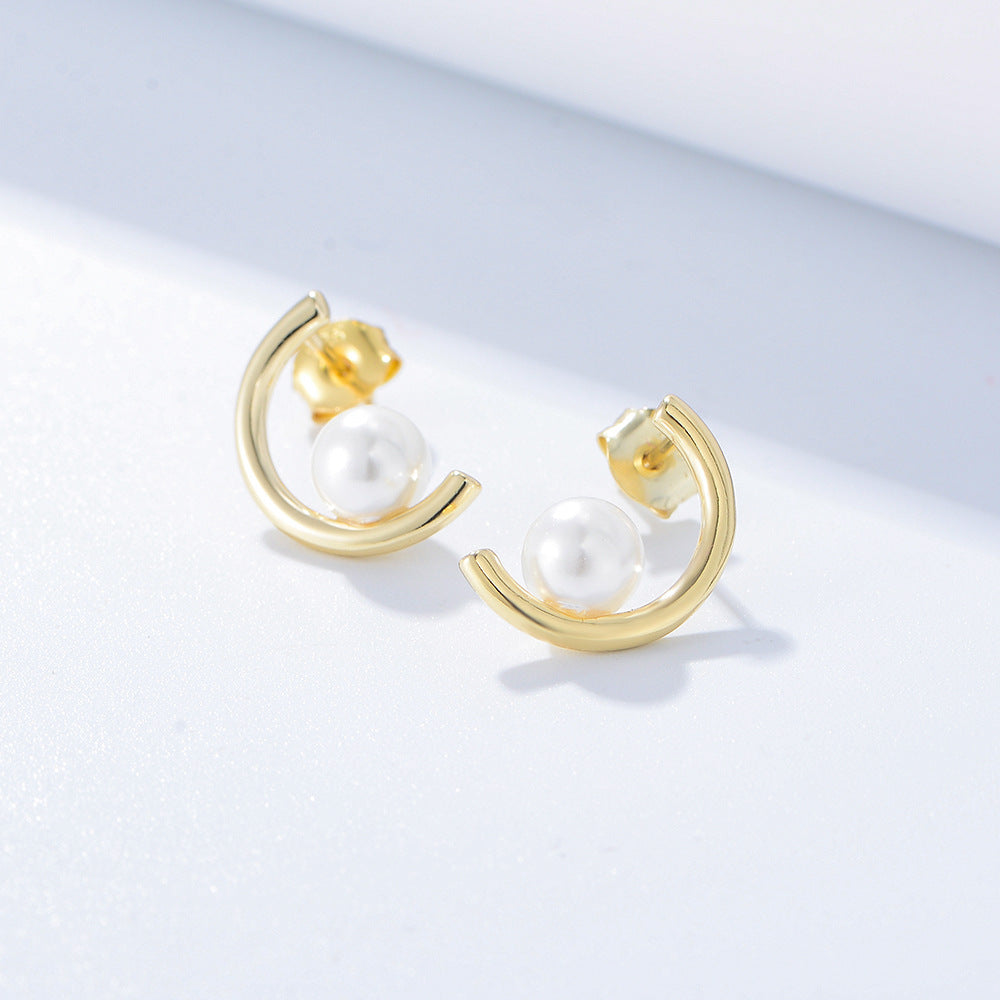 C Design Pearls Studding Earrings Carly Jewelry