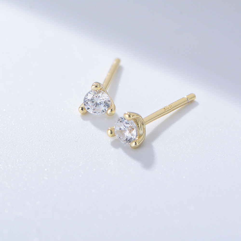 3 Prog Stud Earrings in Sterling Silver Shine of Diamond