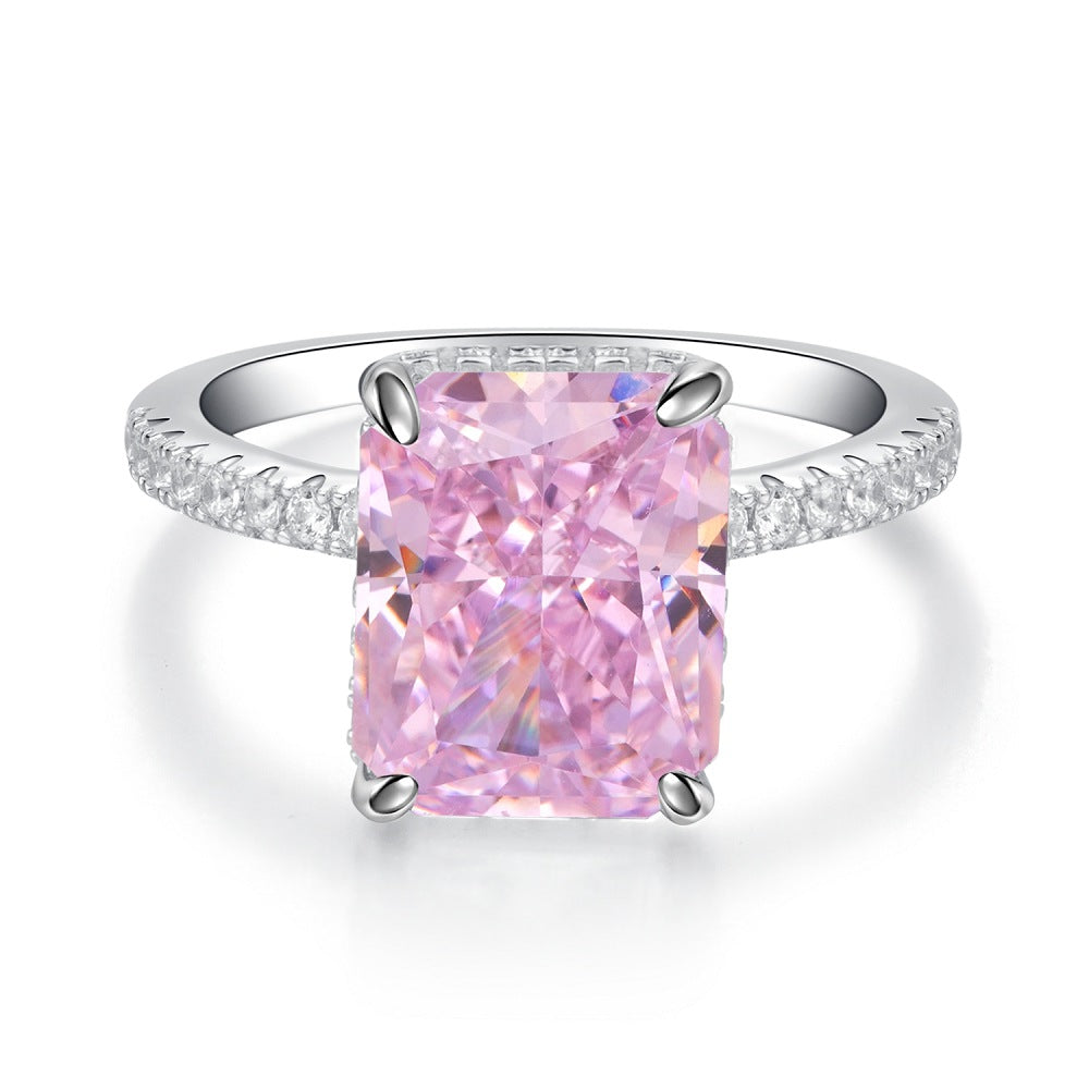 Pink Collection- Sterling Silver Engagement Ring Shine of Diamond