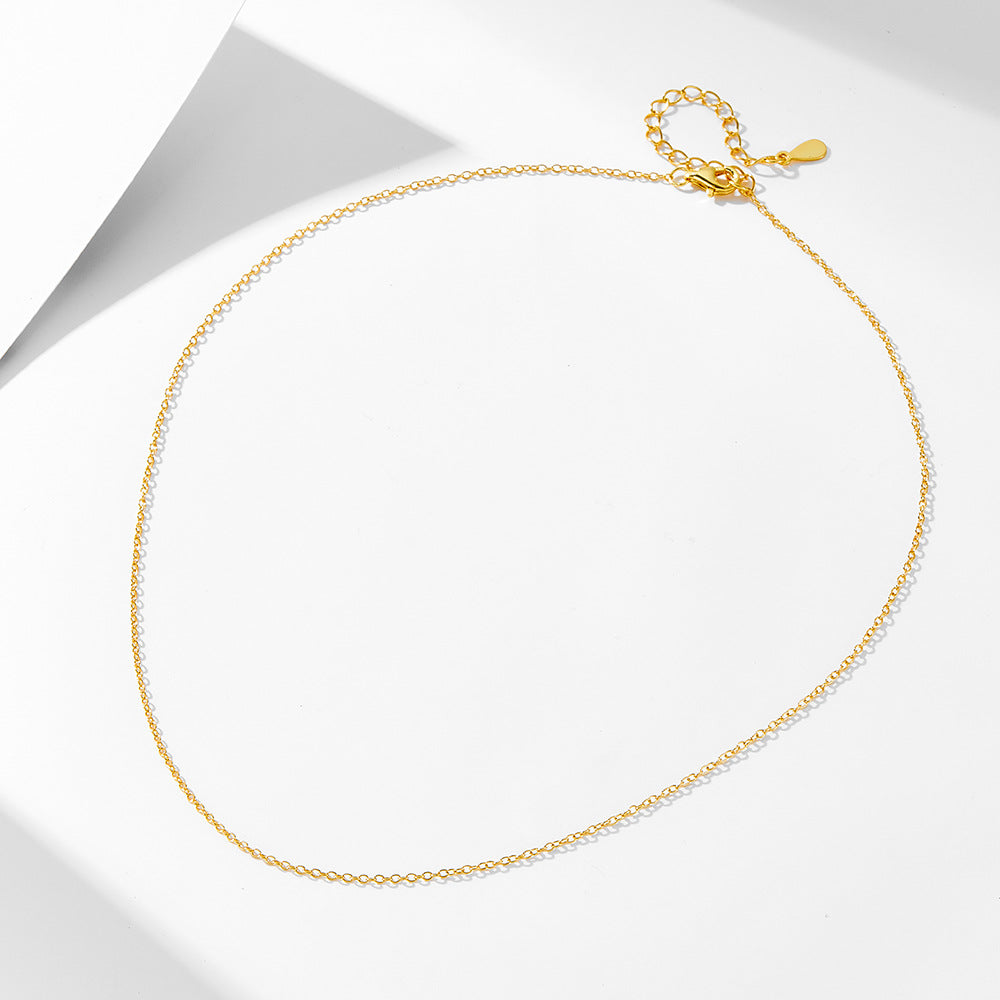 Vintage Layered Sterling Silver Necklace in Golden Color shine of diamond