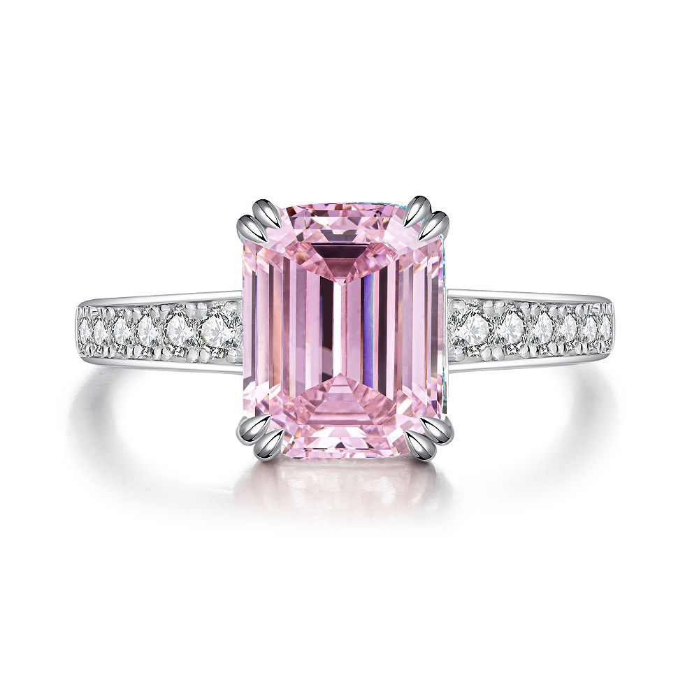 Pink Collection- Sterling Silver Engagement Ring Shine of Diamond