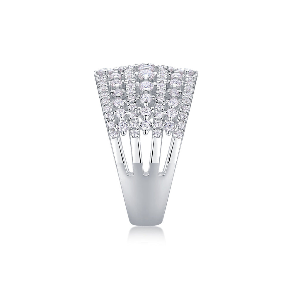 Luxury Moissanite 18K White Gold Plated Sterling Silver Band Shine of Diamond