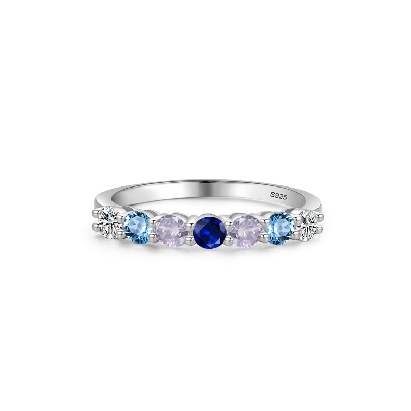 Round Cut Multi-color Sterling Silver Band Carly Jewelry
