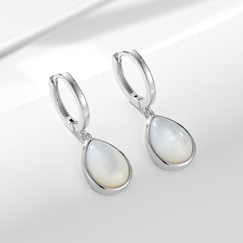 Pear Shape Design Natural Shell Hoop Earrings Carly Jewelry