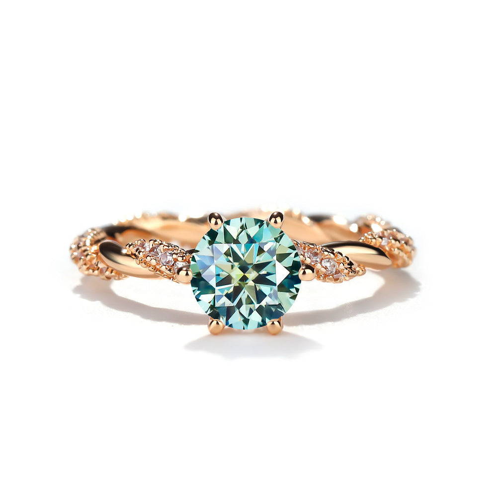 1 Carat Moissanite Twist Engagement Ring in Sterling Silver Shine of Diamond