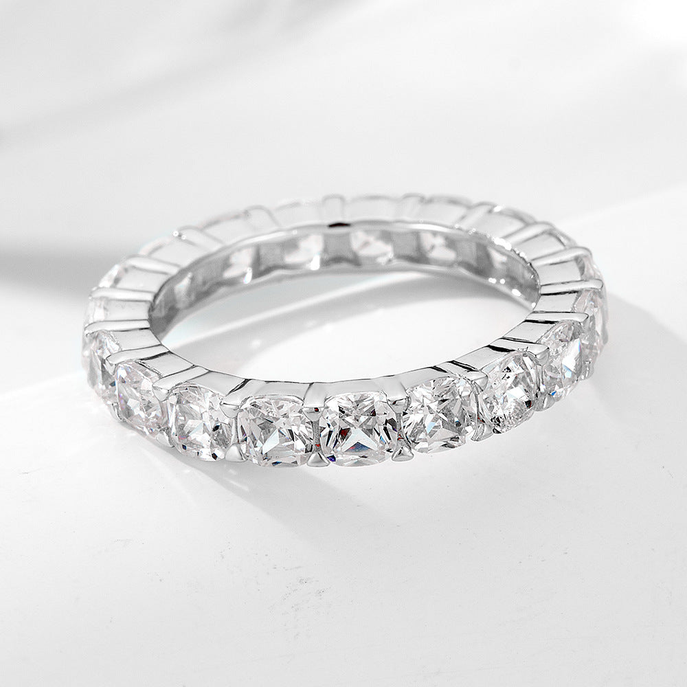 Classic Eternity Sterling Silver Wedding Band In Rose Golden Tone Shineofidamond