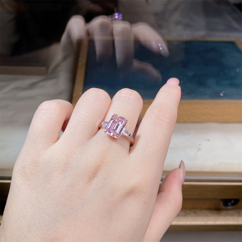 Pink Collection- Sterling Silver Engagement Ring Shine of Diamond