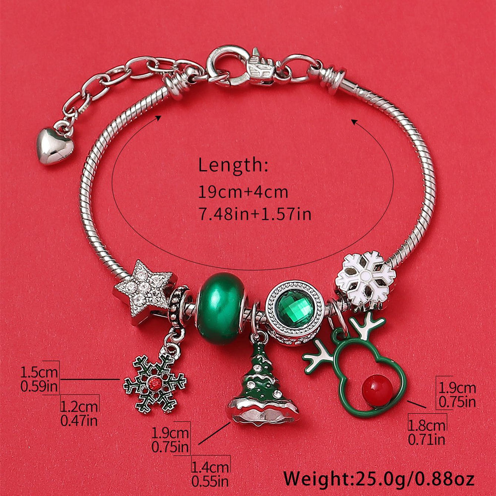 Cute Reindeer Snowflake Christmas Tree DIY Beaded Bracelet Shine of Diamond