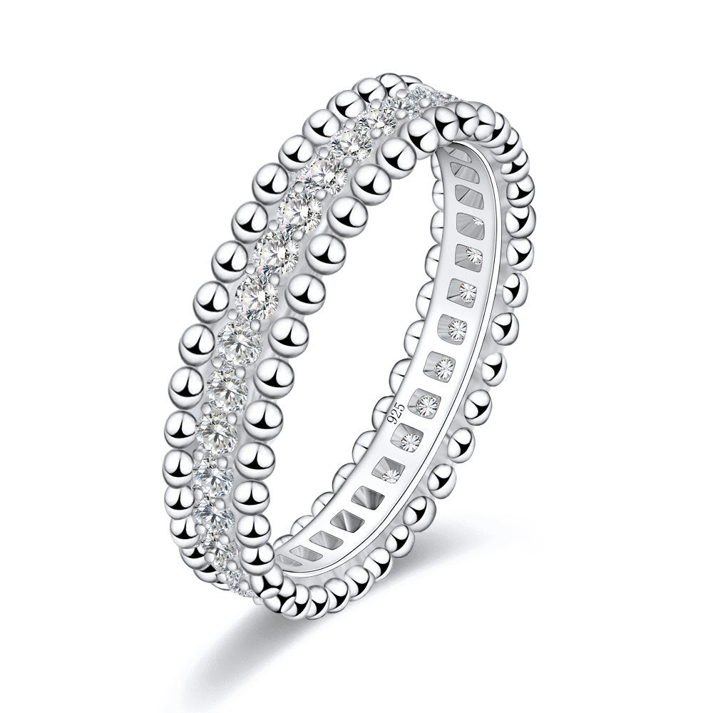 Round Cut Paved Moissanite 18k Gold Plated Band Carly Jewelry