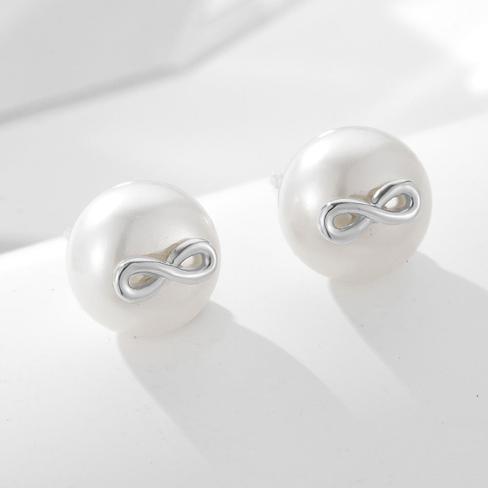 Infinity Pearls Sterling Silver Stud Earrings Carly Jewelry