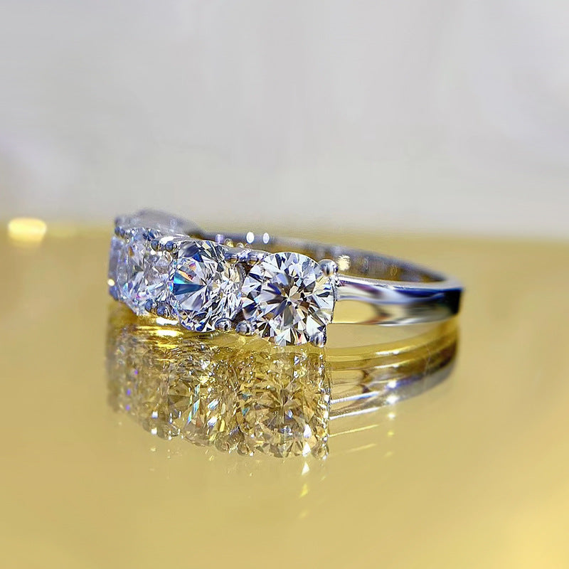 Classic Five Stones Sterling Silver Wedding Band Shineofdiamond