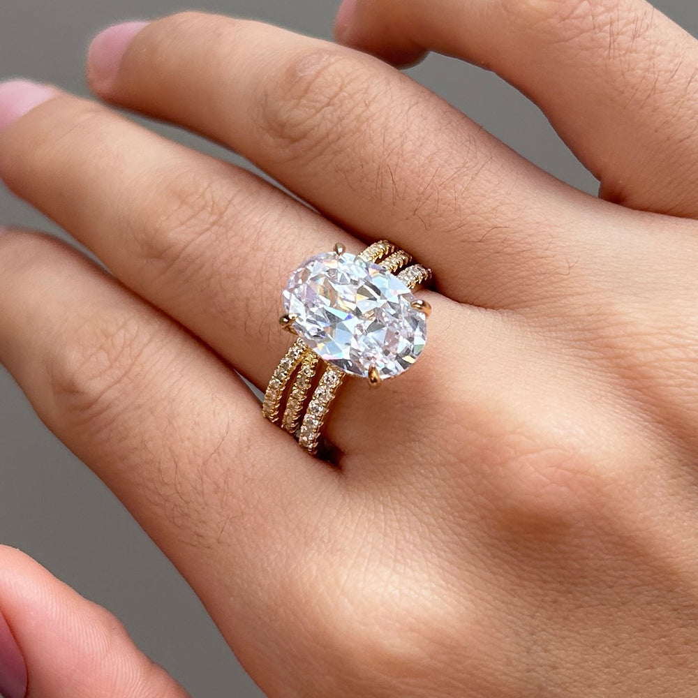 2PC Oval Cut Golden Tone Sterling Silver Bridal Set Shineofdiamond
