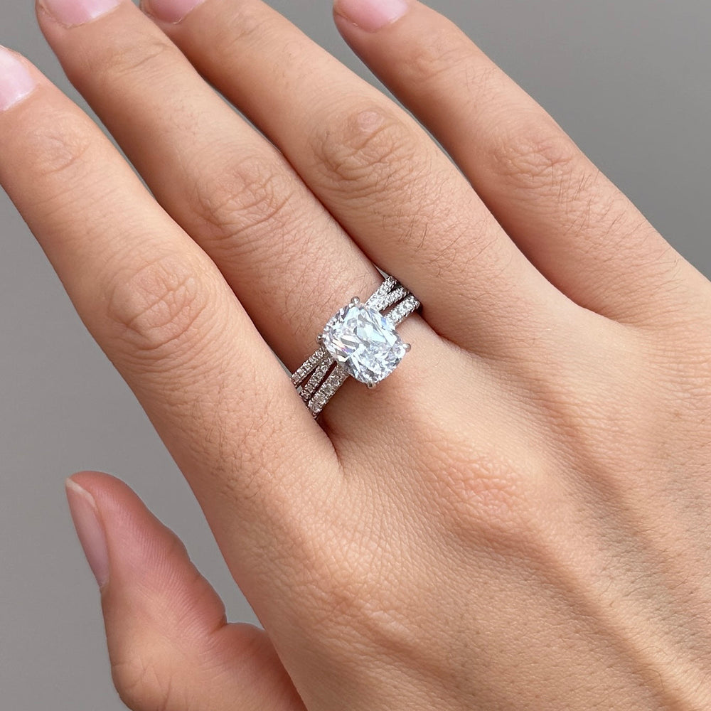 2PC Cushion Cut Bridal Set In Sterling Silver Shineofdiamond