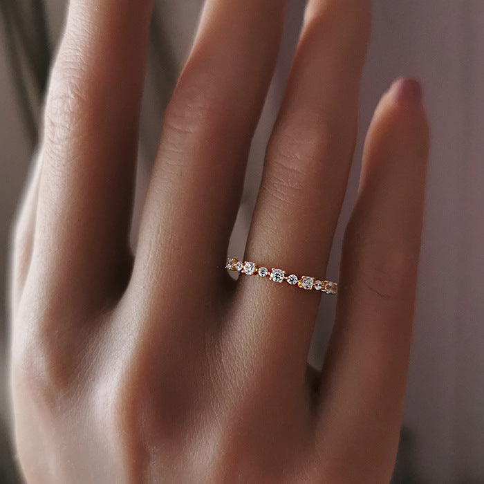 Special Price Classic Half Eternity Band in Sterling Silver in Silver / Golden Color Shineofdiamond