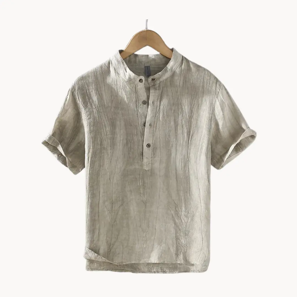 Ocean Blue Pure Linen Button-Down - Shirt CASA LARO
