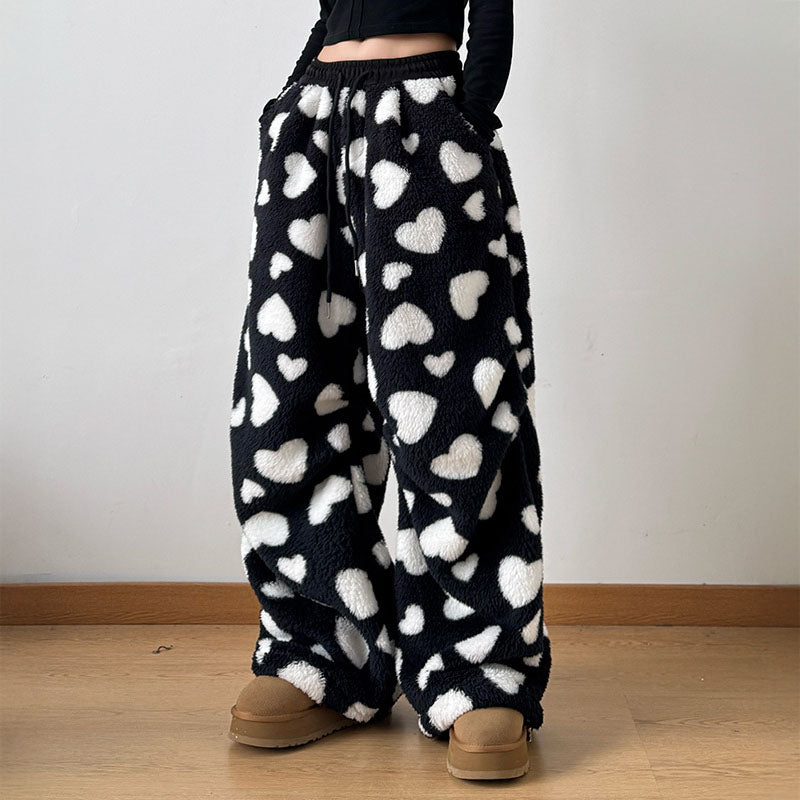 Plush Heart Print - Trousers CASA LARO