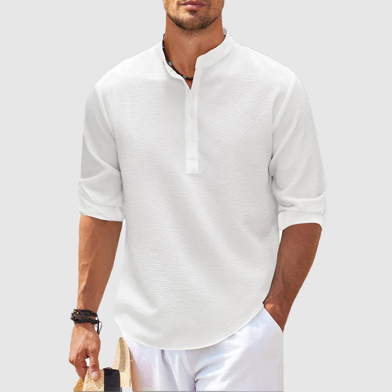 Positano Linen Henley - T-Shirt CASA LARO