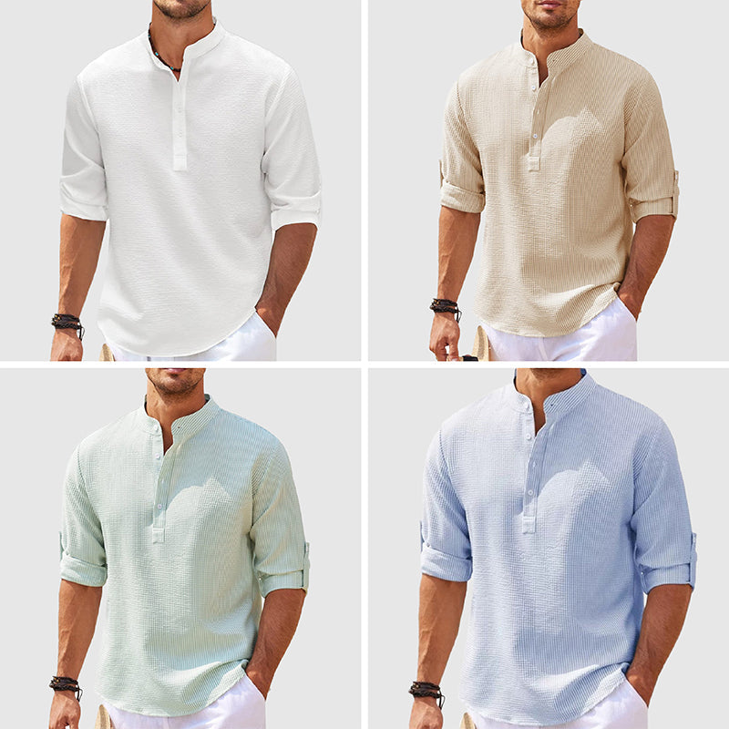 Positano Linen Henley - T-Shirt CASA LARO