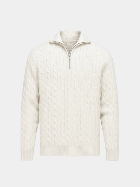 Premium Cable-Knit Zip Neck Sweater - Casa  Laro CASA LARO