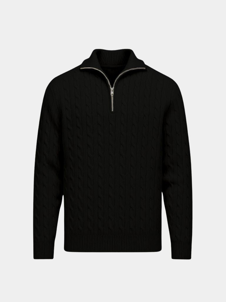 Premium Cable-Knit Zip Neck Sweater - Casa  Laro CASA LARO