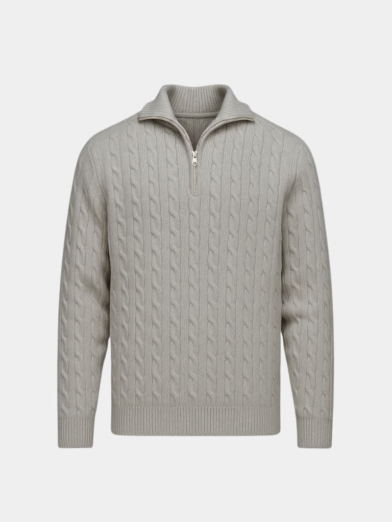 Premium Cable-Knit Zip Neck Sweater - Casa  Laro CASA LARO