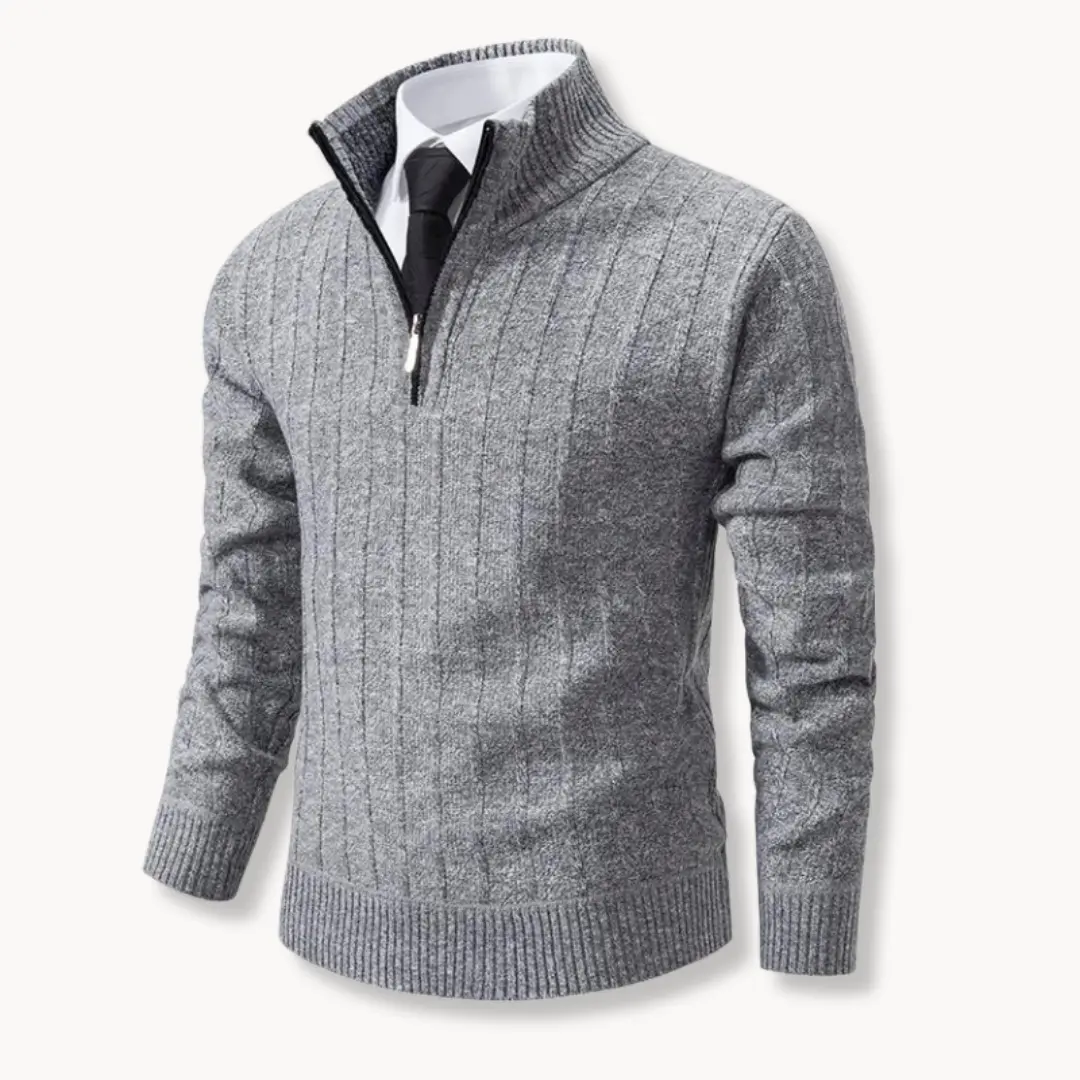 Ribbed Knit Quarter-Zip - Sweater CASA LARO