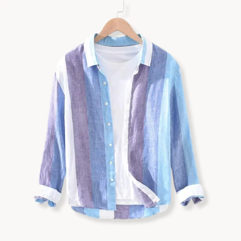Seascape Stripe Linen Button-Down - Shirt CASA LARO