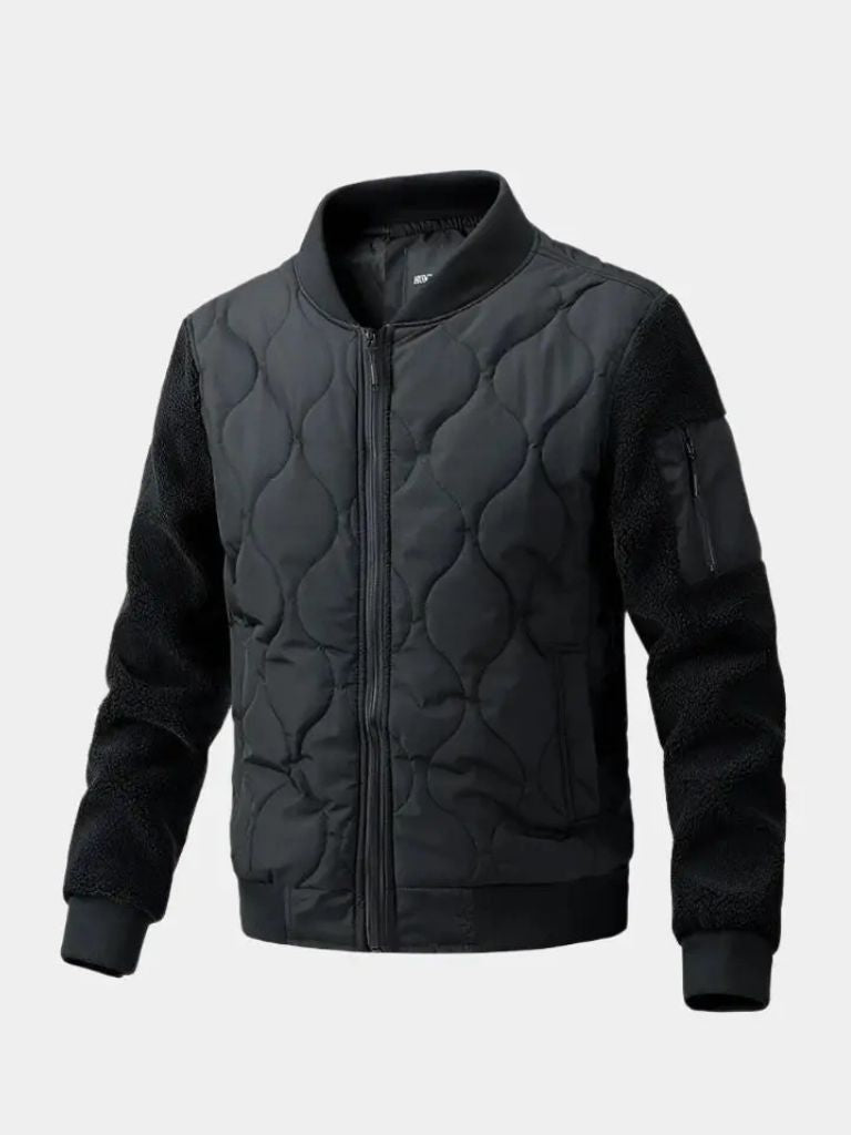 Sherpa Sleeves Padded Bomber Jacket - Casa  Laro CASA LARO