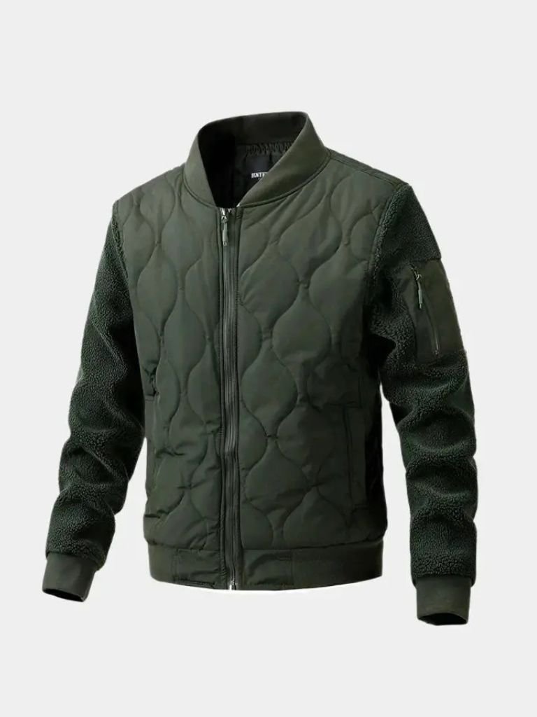 Sherpa Sleeves Padded Bomber Jacket - Casa  Laro CASA LARO