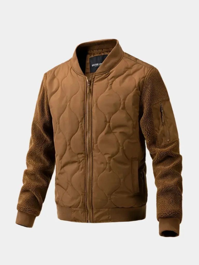 Sherpa Sleeves Padded Bomber Jacket - Casa  Laro CASA LARO