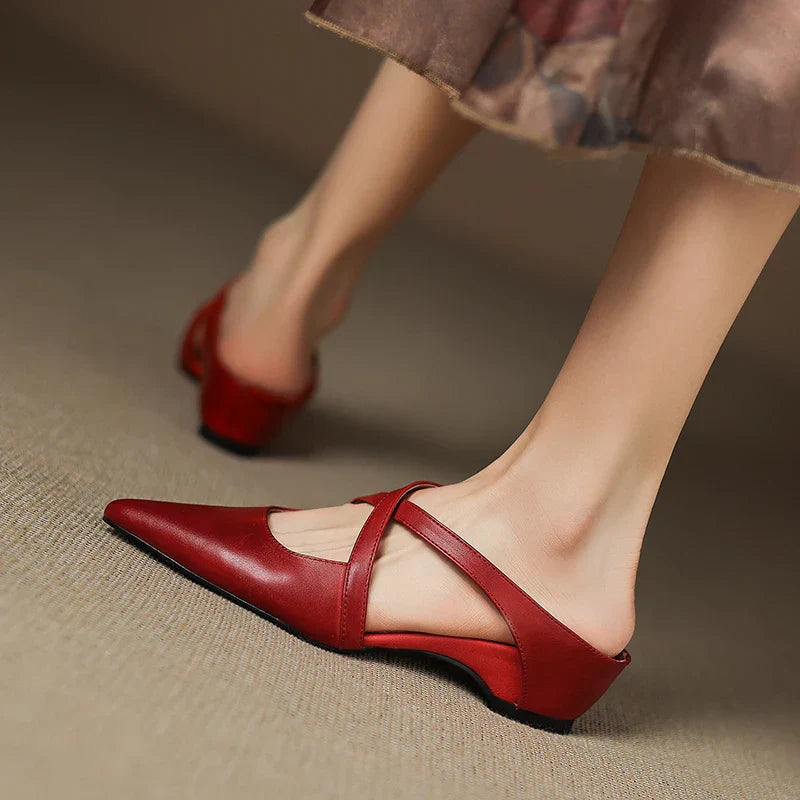 Siena Leather Cross-Strap - Mules CASA LARO