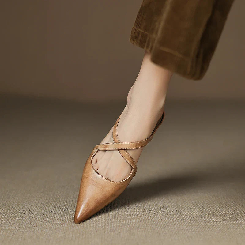 Siena Leather Cross-Strap - Mules CASA LARO