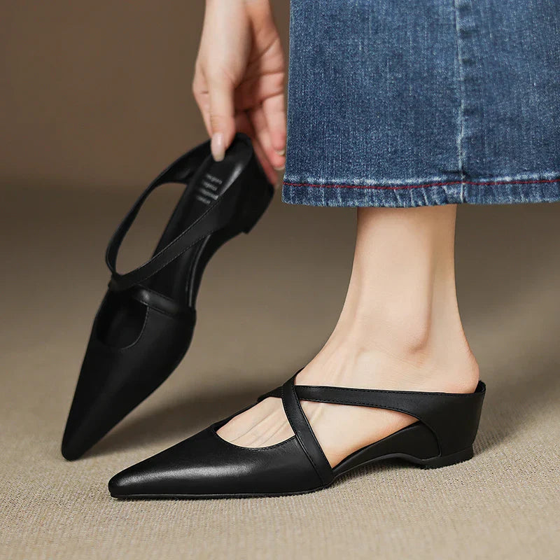 Siena Leather Cross-Strap - Mules CASA LARO