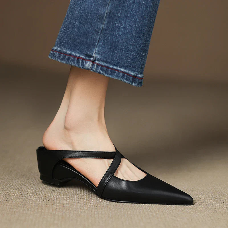 Siena Leather Cross-Strap - Mules CASA LARO