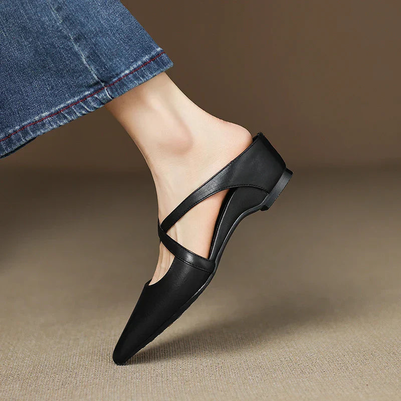 Siena Leather Cross-Strap - Mules CASA LARO