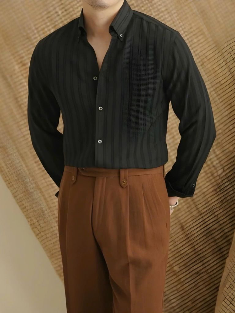 Striped Button Down Seersucker Shirt - Casa  Laro CASA LARO