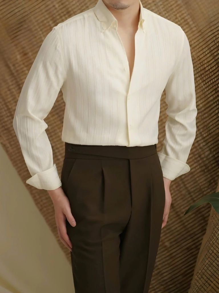 Striped Button Down Seersucker Shirt - Casa  Laro CASA LARO