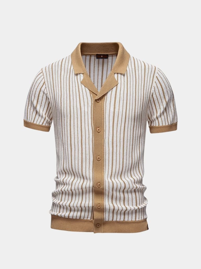 Striped Knit Polo Shirt - Casa  Laro CASA LARO