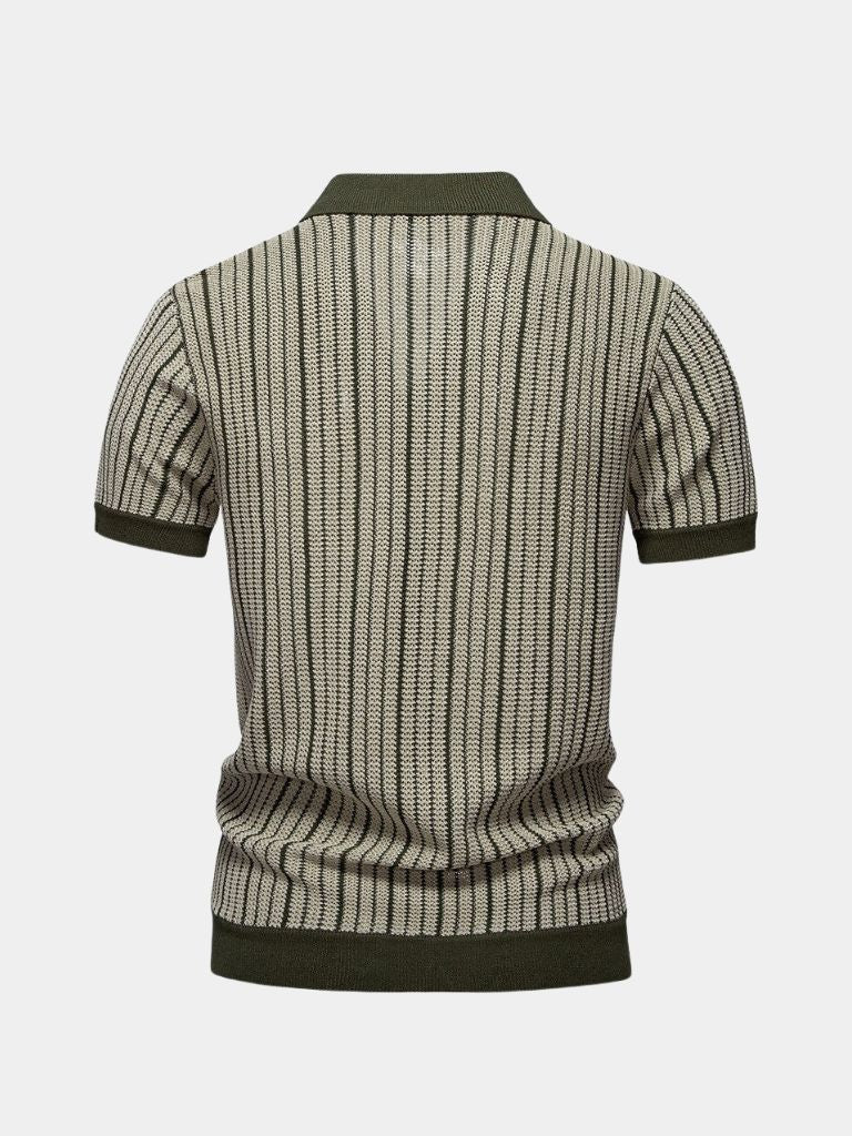 Striped Knit Polo Shirt - Casa  Laro CASA LARO
