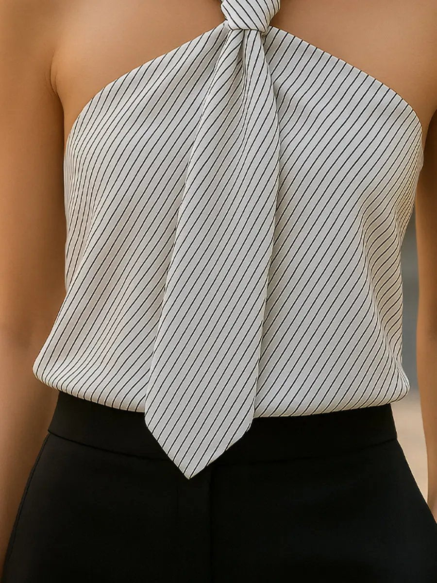 Striped Knot-Front Halter-Neck - Blouse CASA LARO