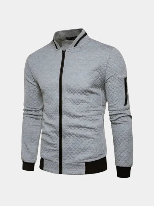 Textured Casual Bomber Jacket - Casa  Laro CASA LARO