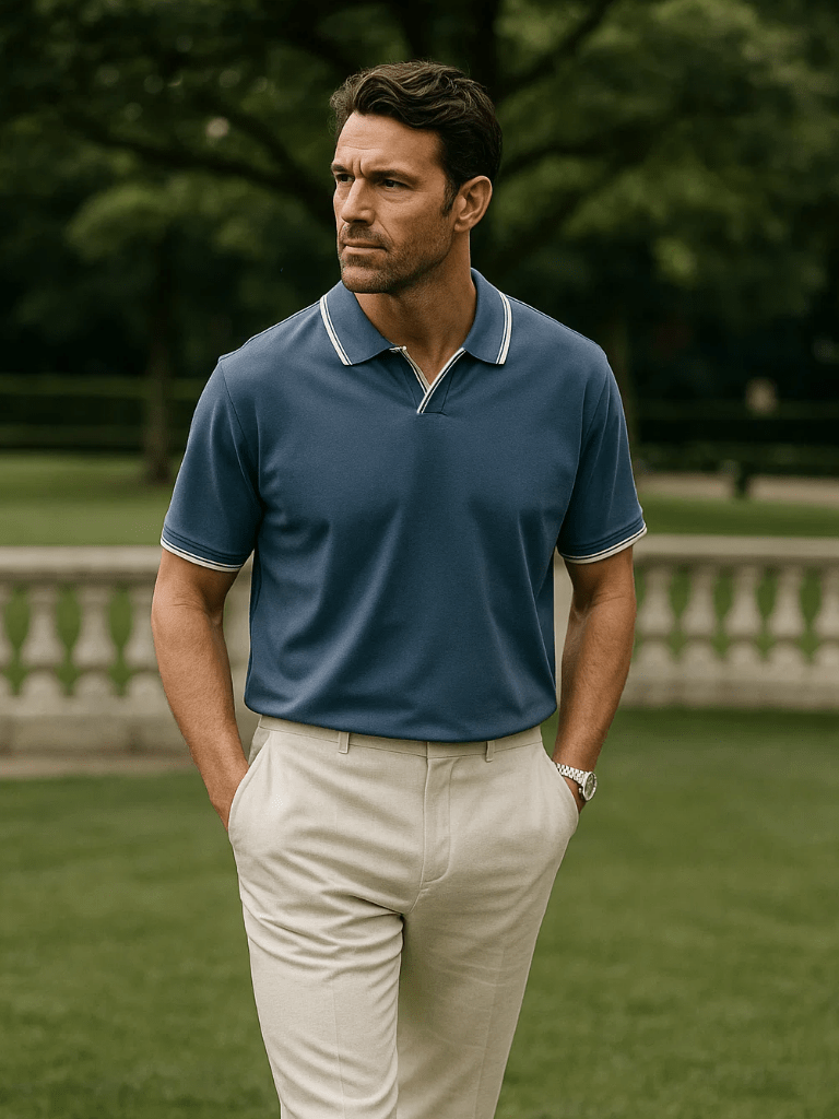 Timeless Black V-Neck Polo - Casa  Laro CASA LARO