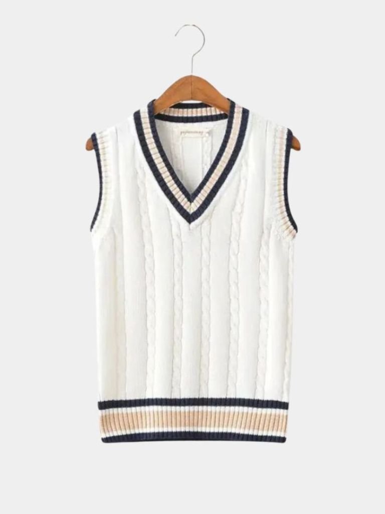 V Neck Elegant Knit Vest - Casa  Laro CASA LARO
