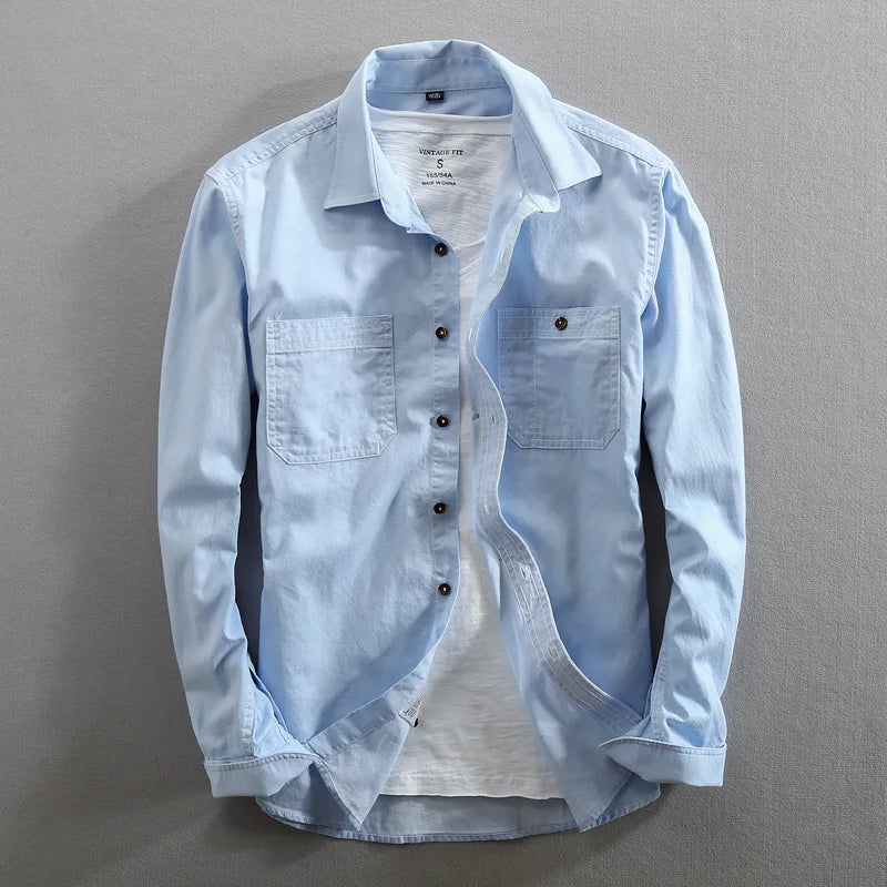 Vintage Washed Blue Denim - Shirt CASA LARO MEN