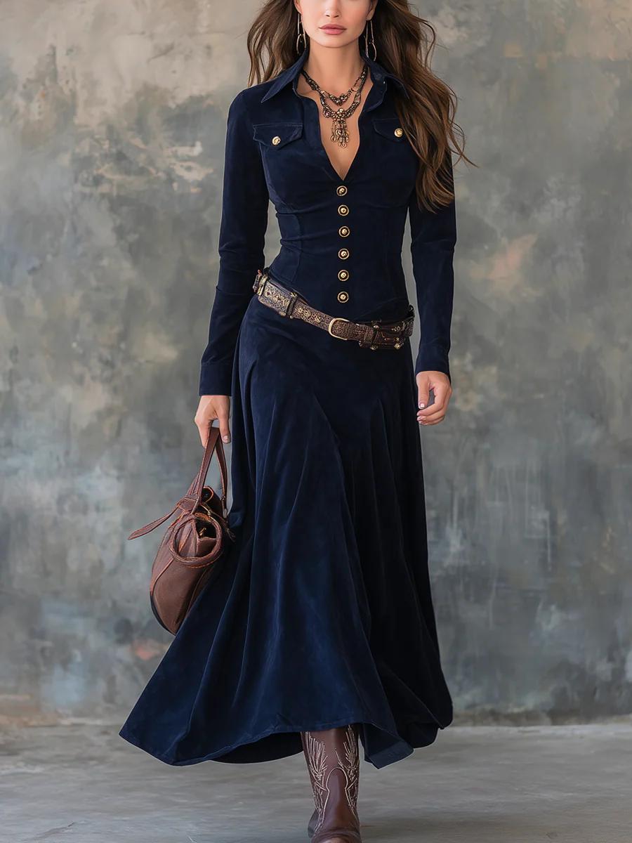 Milana™ | Long Suede Dress with Slit