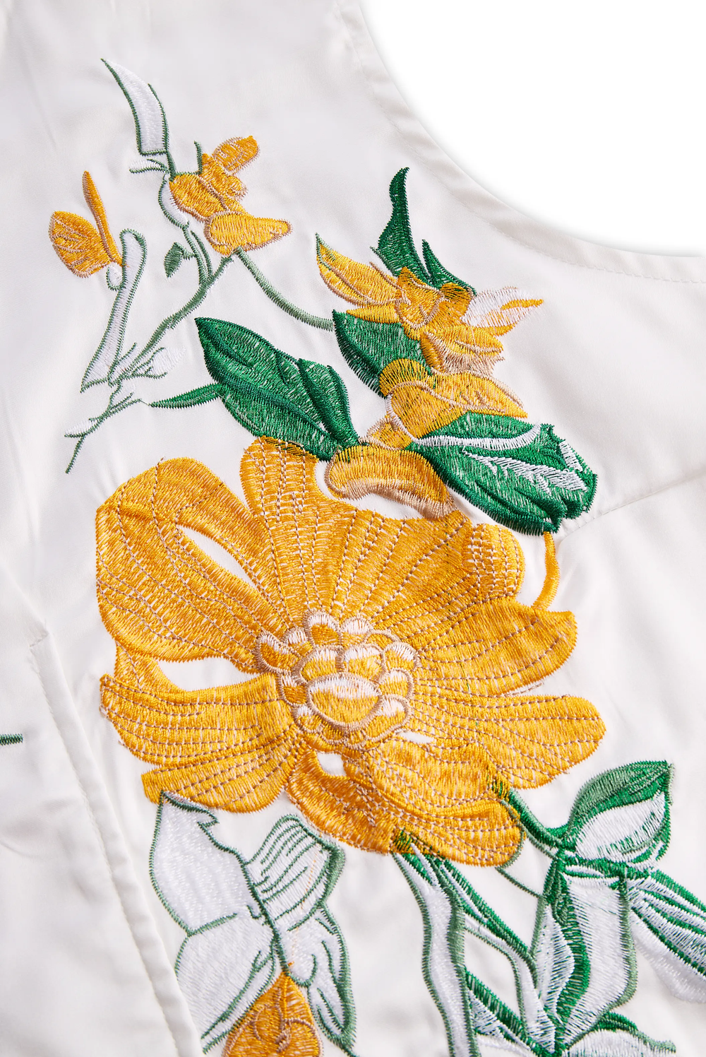 Women's Yellow Floral Embroidered Sleeveless - Blouse CASA LARO